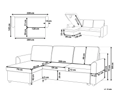 Right Hand Fabric Corner Sofa Bed With Storage Grey Nesna