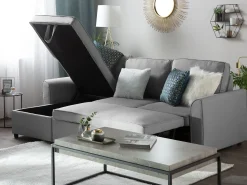 Right Hand Fabric Corner Sofa Bed With Storage Grey Nesna