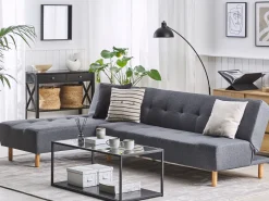 Right Hand Fabric Corner Sofa Bed Grey Alsten