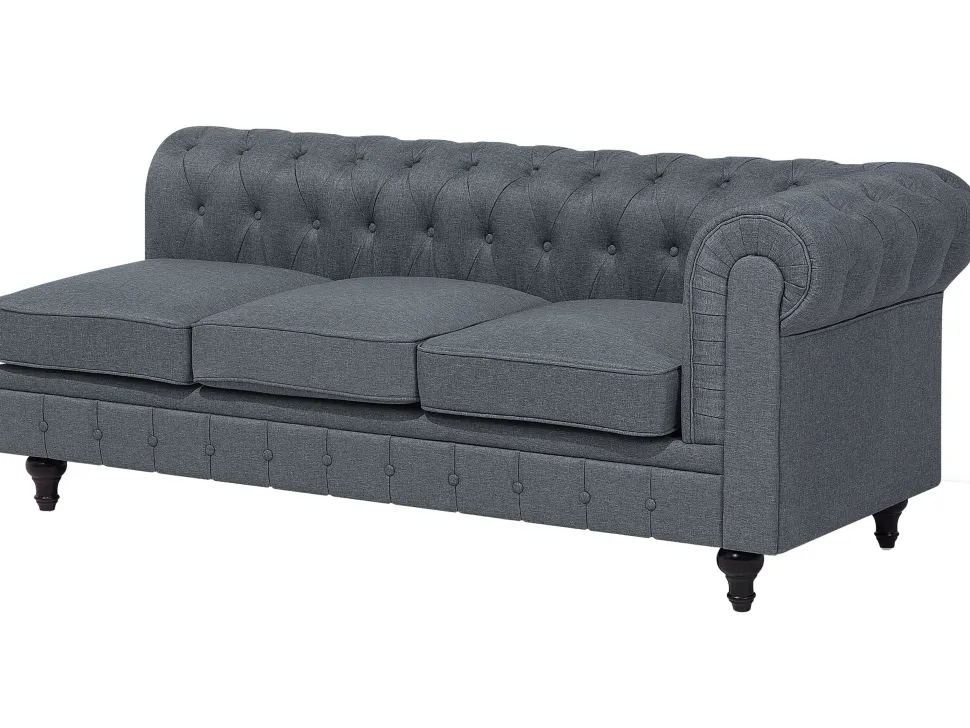 Right Hand Fabric Corner Sofa Grey Chesterfield