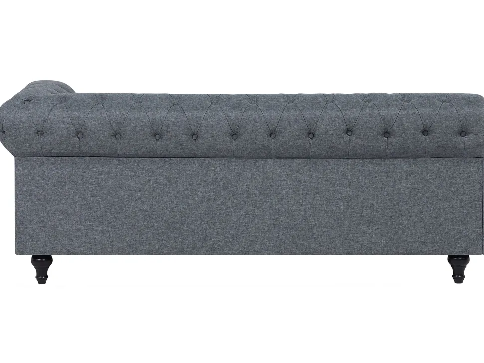 Right Hand Fabric Corner Sofa Grey Chesterfield