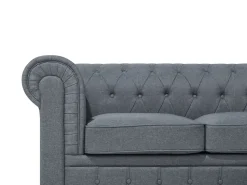 Right Hand Fabric Corner Sofa Grey Chesterfield
