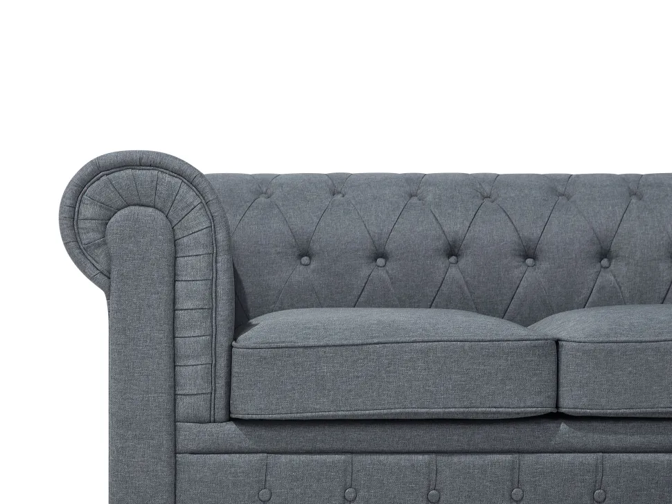 Right Hand Fabric Corner Sofa Grey Chesterfield