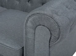 Right Hand Fabric Corner Sofa Grey Chesterfield