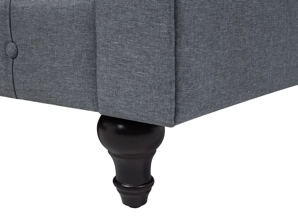 Right Hand Fabric Corner Sofa Grey Chesterfield