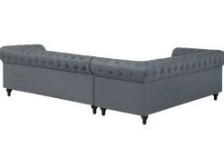 Right Hand Fabric Corner Sofa Grey Chesterfield