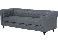 Right Hand Fabric Corner Sofa Grey Chesterfield