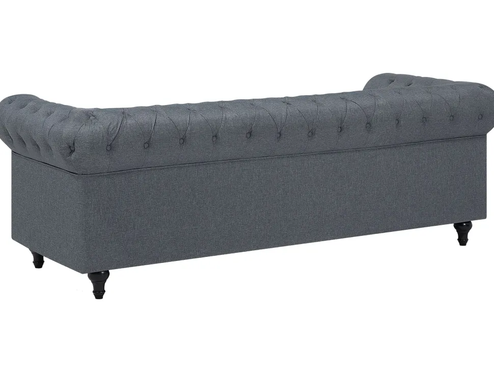 Right Hand Fabric Corner Sofa Grey Chesterfield