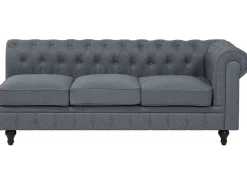 Right Hand Fabric Corner Sofa Grey Chesterfield