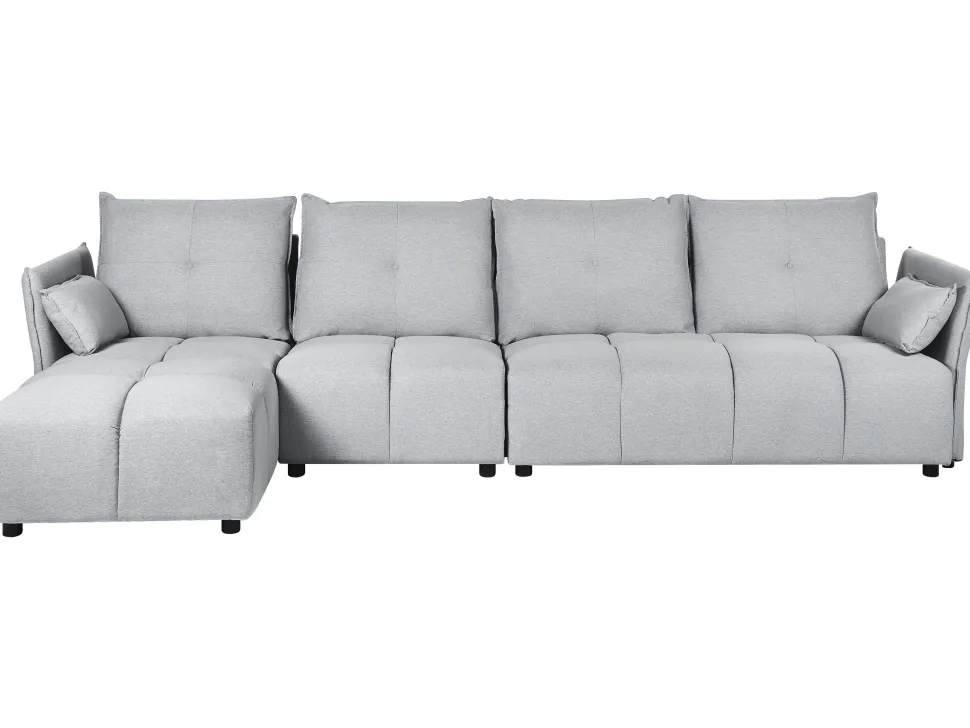 Right Hand Fabric Corner Sofa Light Grey Tomra
