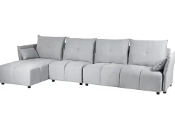 Right Hand Fabric Corner Sofa Light Grey Tomra