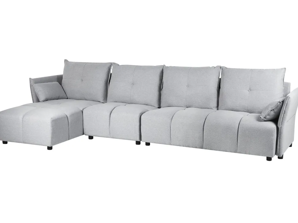Right Hand Fabric Corner Sofa Light Grey Tomra
