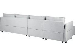 Right Hand Fabric Corner Sofa Light Grey Tomra