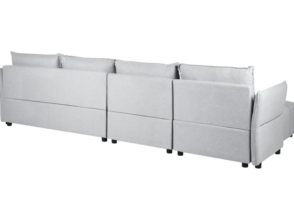 Right Hand Fabric Corner Sofa Light Grey Tomra