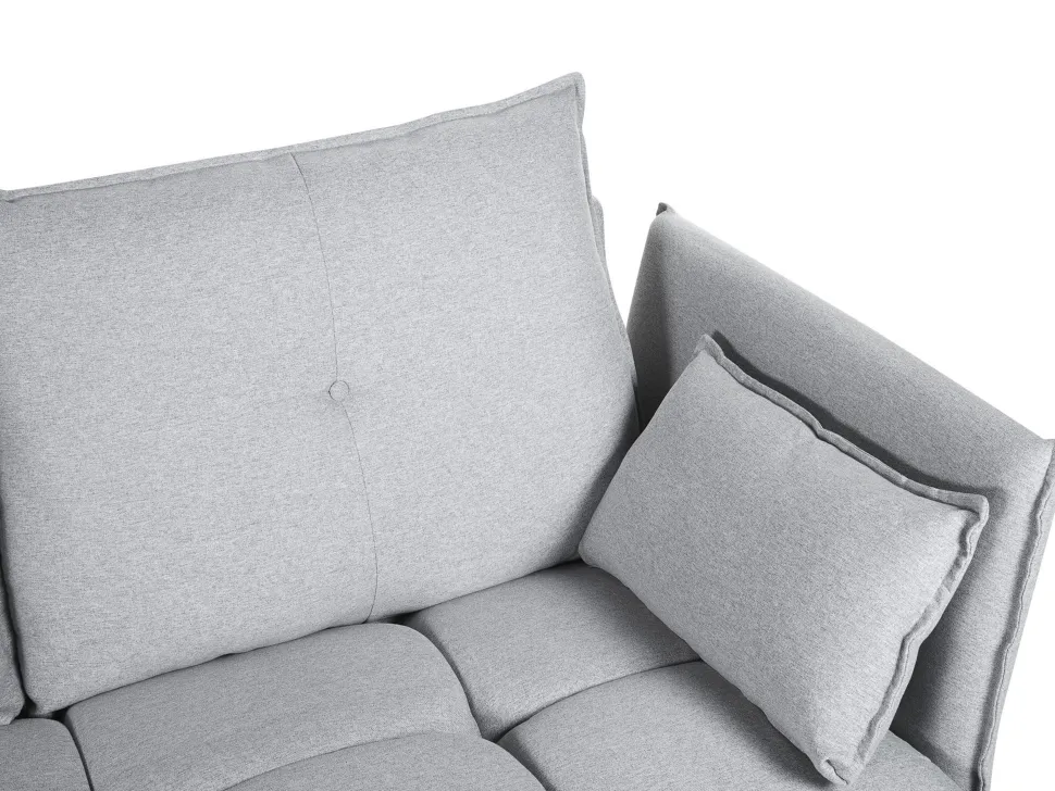 Right Hand Fabric Corner Sofa Light Grey Tomra