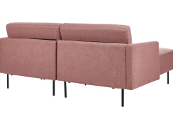 Right Hand Fabric Corner Sofa Pink Brown Breda