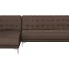 Right Hand Fabric Corner Sofa Dark Brown Aberdeen