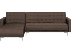 Right Hand Fabric Corner Sofa Dark Brown Aberdeen