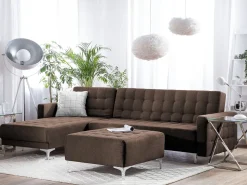 Right Hand Fabric Corner Sofa Dark Brown Aberdeen