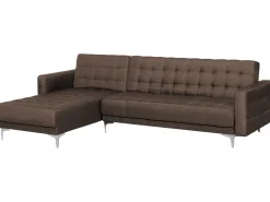 Right Hand Fabric Corner Sofa Dark Brown Aberdeen