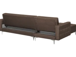 Right Hand Fabric Corner Sofa Dark Brown Aberdeen