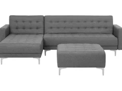 Right Hand Fabric Corner Sofa With Ottoman Grey Aberdeen