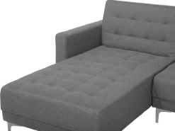 Right Hand Fabric Corner Sofa With Ottoman Grey Aberdeen