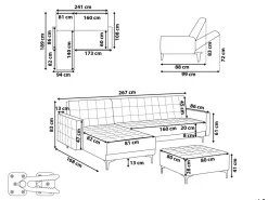 Right Hand Fabric Corner Sofa With Ottoman Grey Aberdeen
