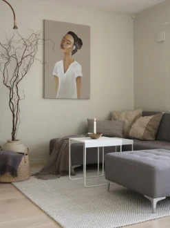 Right Hand Fabric Corner Sofa With Ottoman Grey Aberdeen