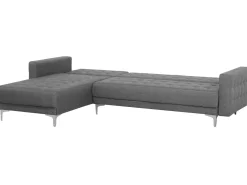 Right Hand Fabric Corner Sofa With Ottoman Grey Aberdeen