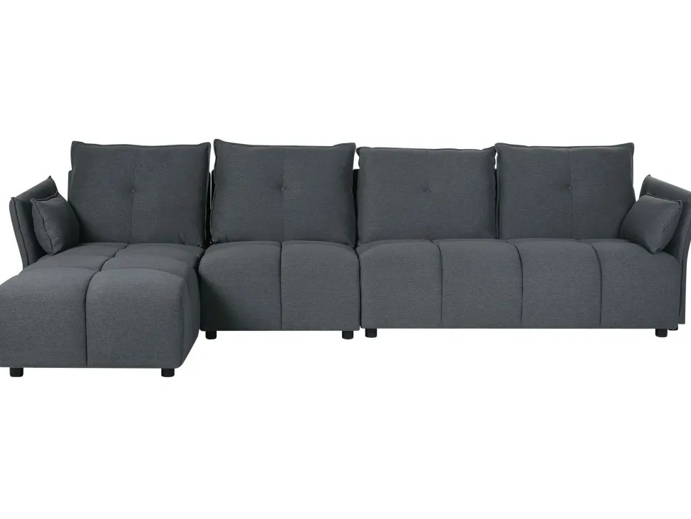 Right Hand Fabric Corner Sofa Graphite Grey Tomra