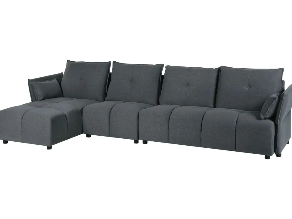 Right Hand Fabric Corner Sofa Graphite Grey Tomra