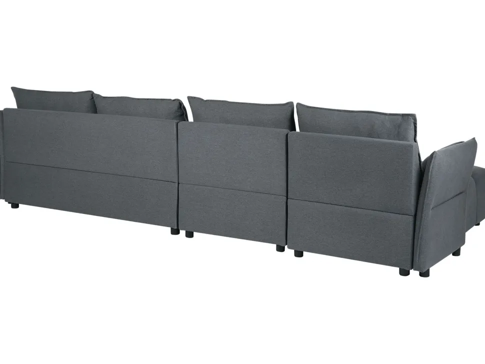 Right Hand Fabric Corner Sofa Graphite Grey Tomra