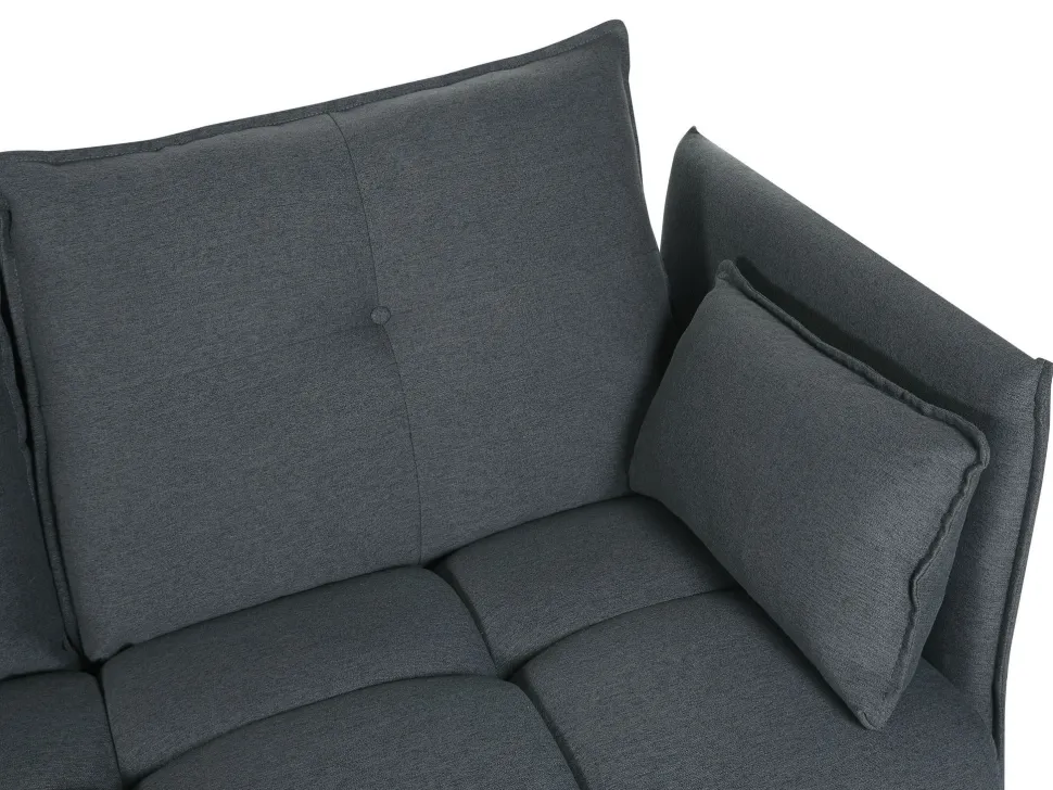 Right Hand Fabric Corner Sofa Graphite Grey Tomra