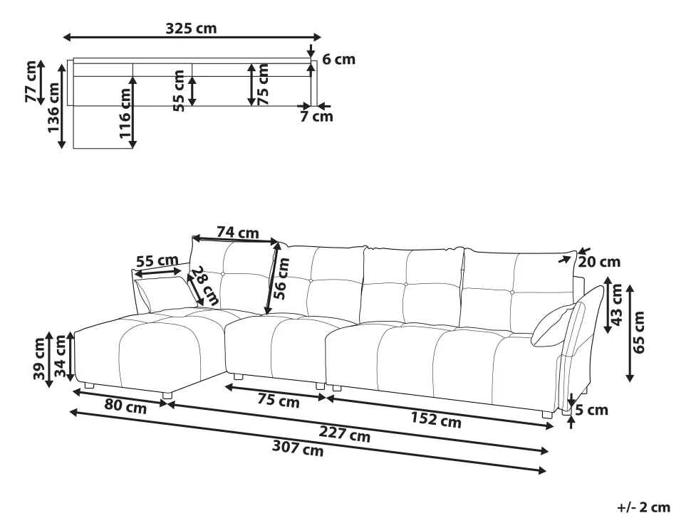Right Hand Fabric Corner Sofa Graphite Grey Tomra