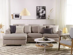 Right Hand Fabric Corner Sofa Beige Oslo