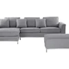 Right Hand Fabric Corner Sofa With Ottoman Light Grey Oslo