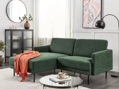 Right Hand Fabric Corner Sofa Dark Green Breda