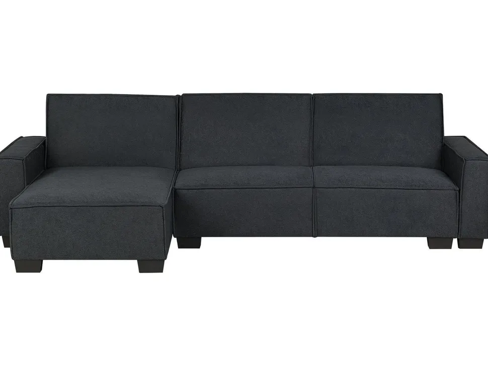 Right Hand Fabric Corner Sofa Bed Graphite Grey Romedal