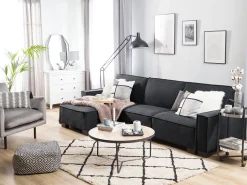 Right Hand Fabric Corner Sofa Bed Graphite Grey Romedal