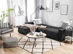 Right Hand Fabric Corner Sofa Bed Graphite Grey Romedal