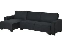Right Hand Fabric Corner Sofa Bed Graphite Grey Romedal