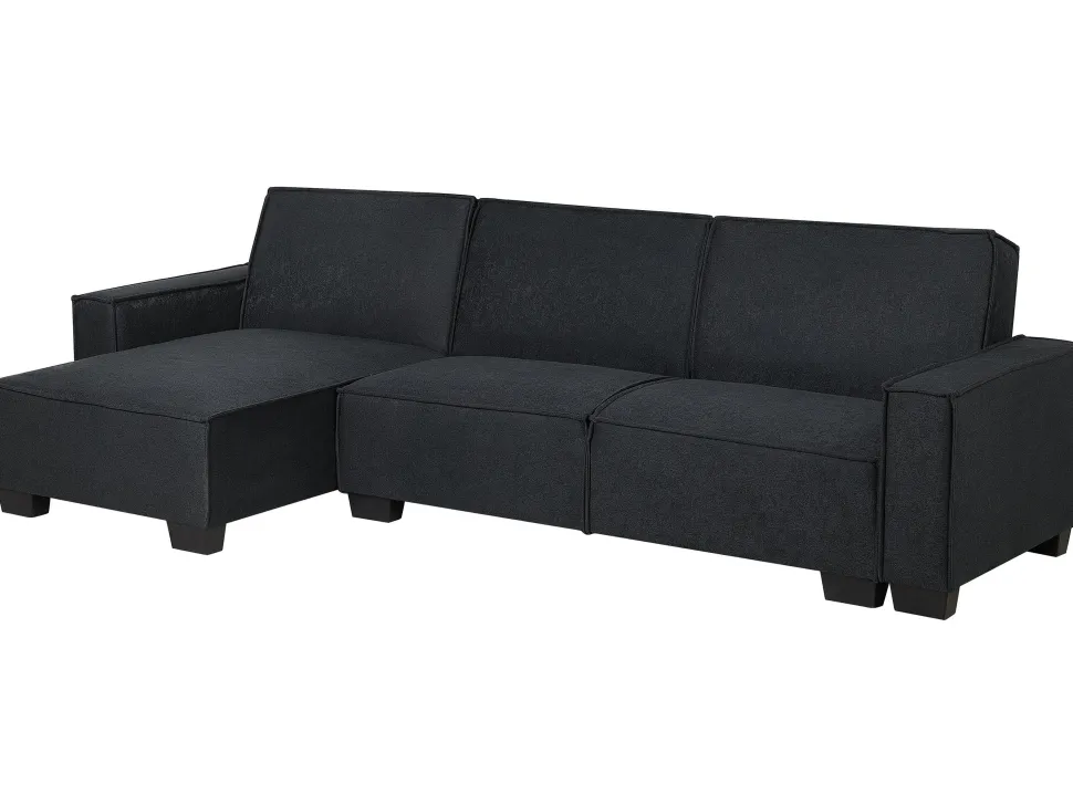 Right Hand Fabric Corner Sofa Bed Graphite Grey Romedal