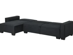 Right Hand Fabric Corner Sofa Bed Graphite Grey Romedal