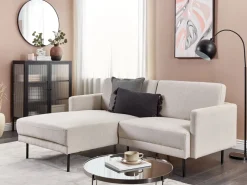 Right Hand Fabric Corner Sofa Beige Breda