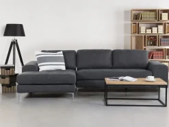 Right Hand Fabric Corner Sofa Dark Grey Kiruna