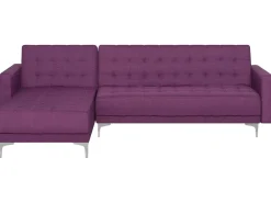 Right Hand Fabric Corner Sofa Purple Aberdeen