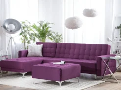 Right Hand Fabric Corner Sofa Purple Aberdeen