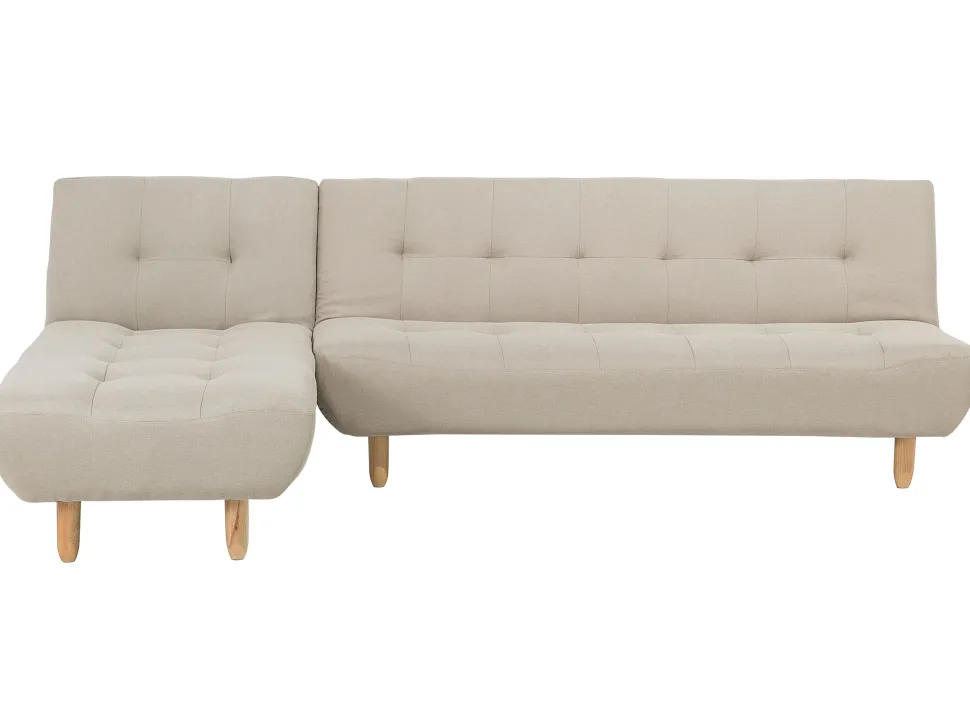 Right Hand Fabric Corner Sofa Bed Beige Alsten