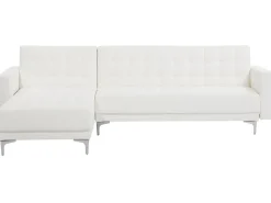 Right Hand Faux Leather Corner Sofa White Aberdeen